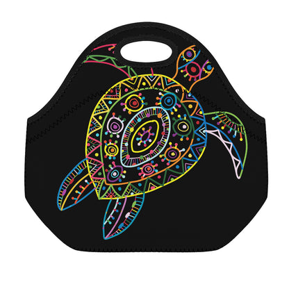 Colorful Sea Turtle Print Neoprene Lunch Bag