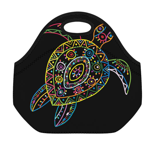 Colorful Sea Turtle Print Neoprene Lunch Bag