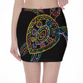 Colorful Sea Turtle Print Pencil Mini Skirt