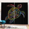 Colorful Sea Turtle Print Pencil Pleat Curtains