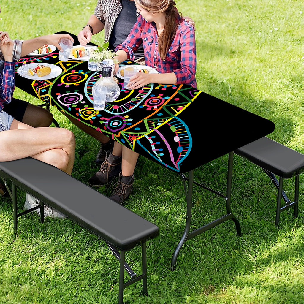 Colorful Sea Turtle Print Picnic Table Cover