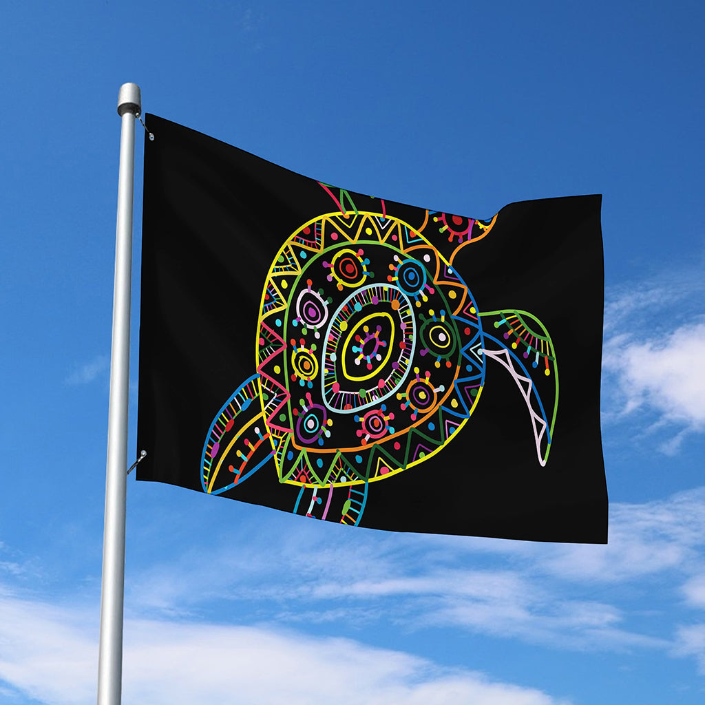 Colorful Sea Turtle Print Polyester Flag