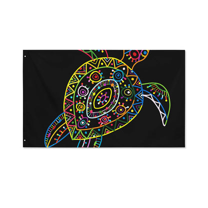Colorful Sea Turtle Print Polyester Flag
