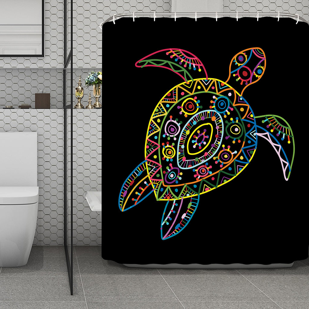 Colorful Sea Turtle Print Polyester Shower Curtain
