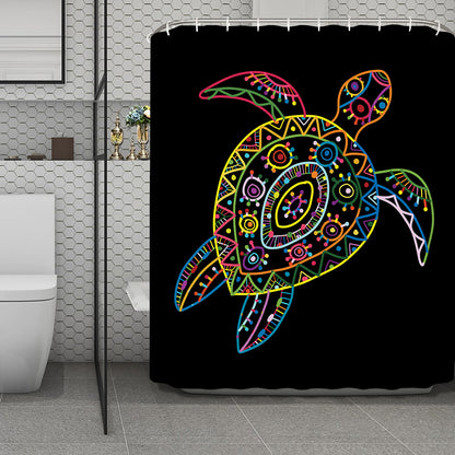Colorful Sea Turtle Print Polyester Shower Curtain