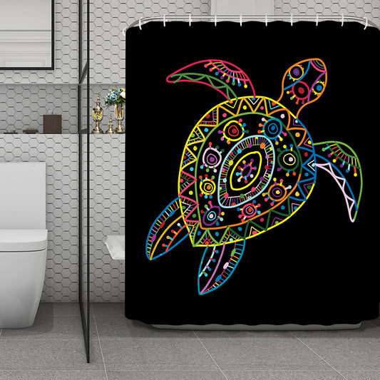 Colorful Sea Turtle Print Polyester Shower Curtain