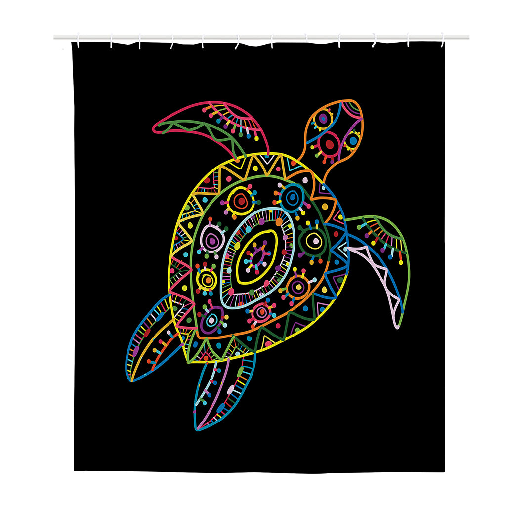 Colorful Sea Turtle Print Polyester Shower Curtain