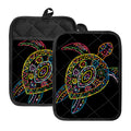 Colorful Sea Turtle Print Pot Holders With Pocket