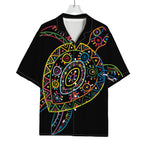 Colorful Sea Turtle Print Rayon Hawaiian Shirt