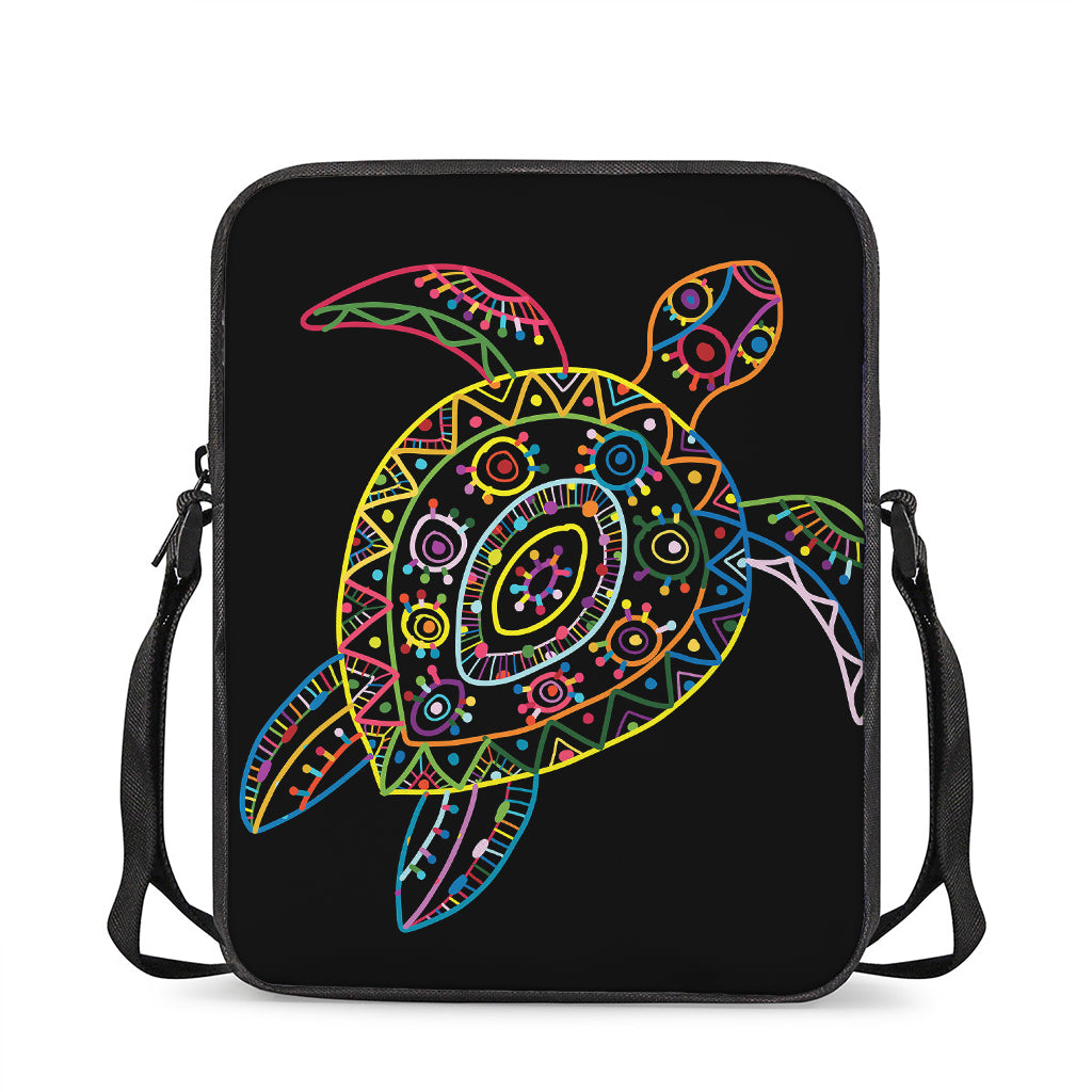 Colorful Sea Turtle Print Rectangular Crossbody Bag
