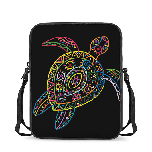 Colorful Sea Turtle Print Rectangular Crossbody Bag