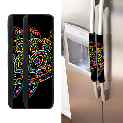 Colorful Sea Turtle Print Refrigerator Handle Covers