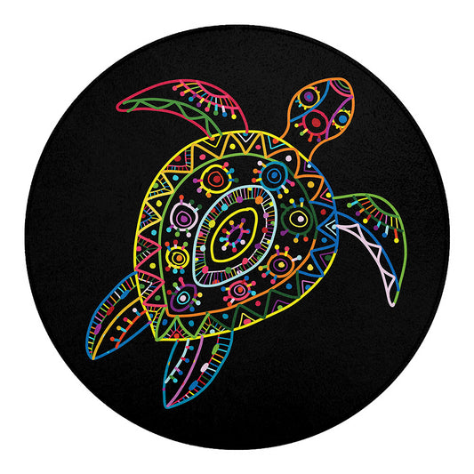 Colorful Sea Turtle Print Round Blanket