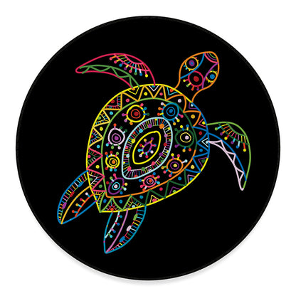 Colorful Sea Turtle Print Round Floor Mat