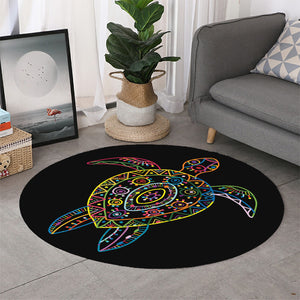 Colorful Sea Turtle Print Round Rug