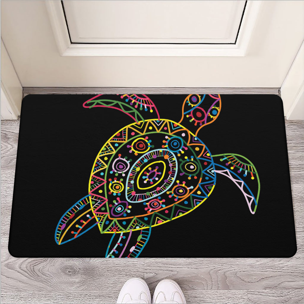 Colorful Sea Turtle Print Rubber Doormat