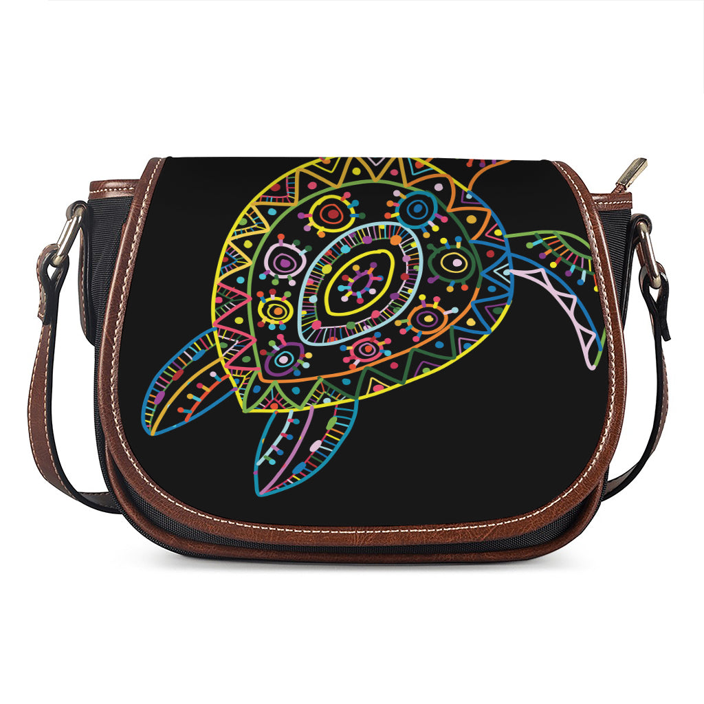 Colorful Sea Turtle Print Saddle Bag