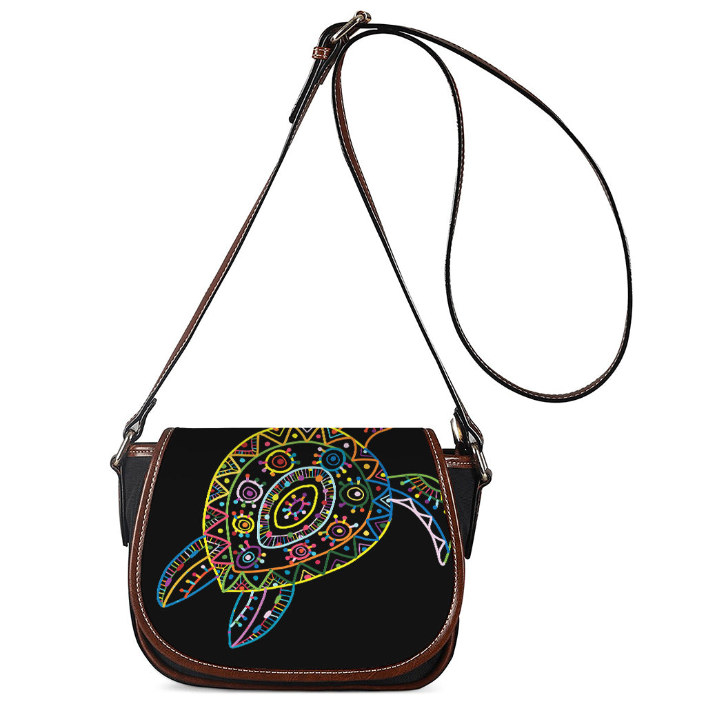 Colorful Sea Turtle Print Saddle Bag