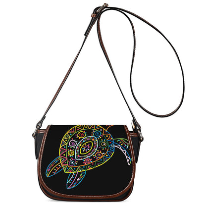 Colorful Sea Turtle Print Saddle Bag
