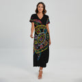 Colorful Sea Turtle Print Short Sleeve Maxi Dress