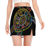 Colorful Sea Turtle Print Side Slit Mini Skirt