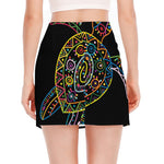 Colorful Sea Turtle Print Side Slit Mini Skirt