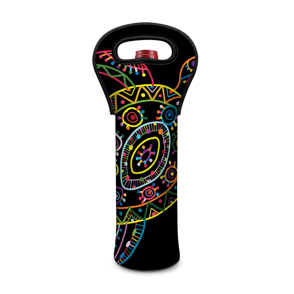 Colorful Sea Turtle Print Single Neoprene Wine Tote