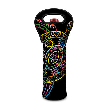 Colorful Sea Turtle Print Single Neoprene Wine Tote