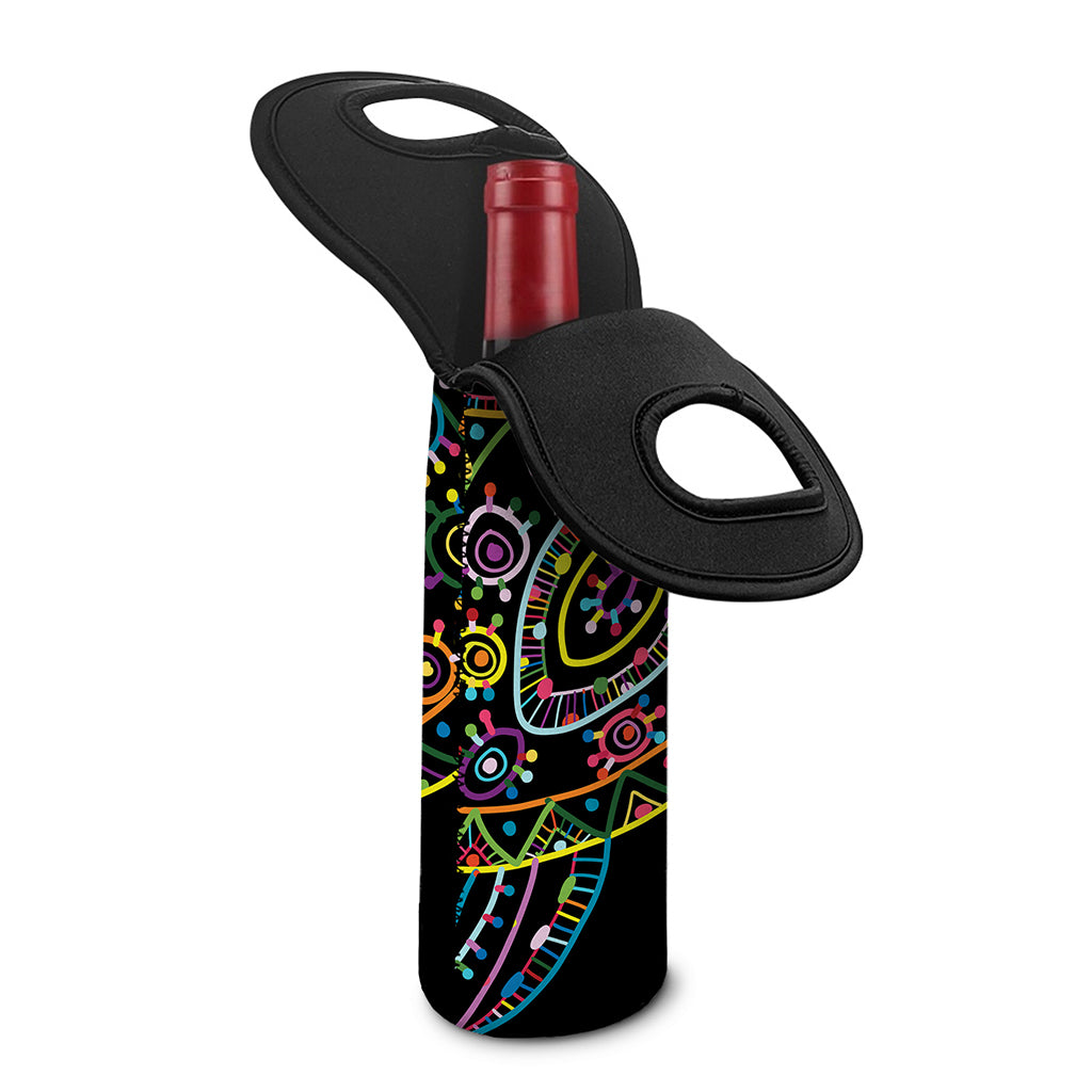 Colorful Sea Turtle Print Single Neoprene Wine Tote