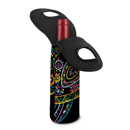 Colorful Sea Turtle Print Single Neoprene Wine Tote