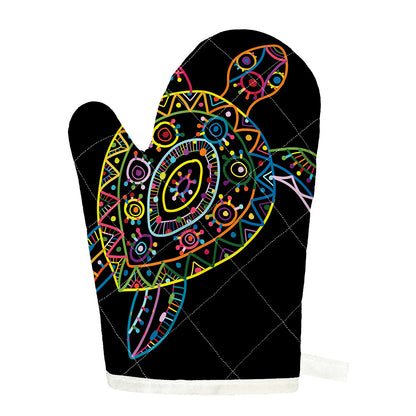 Colorful Sea Turtle Print Single Oven Mitt