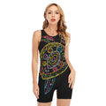 Colorful Sea Turtle Print Sleeveless One Piece Swimsuit