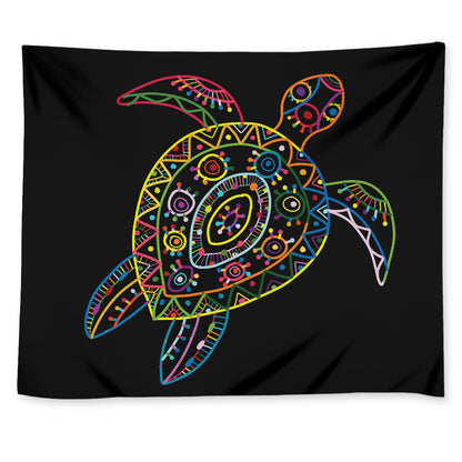Colorful Sea Turtle Print Tapestry