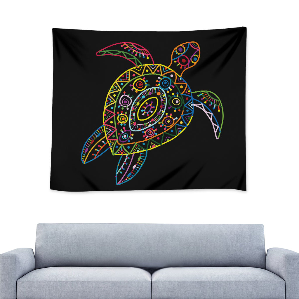 Colorful Sea Turtle Print Tapestry