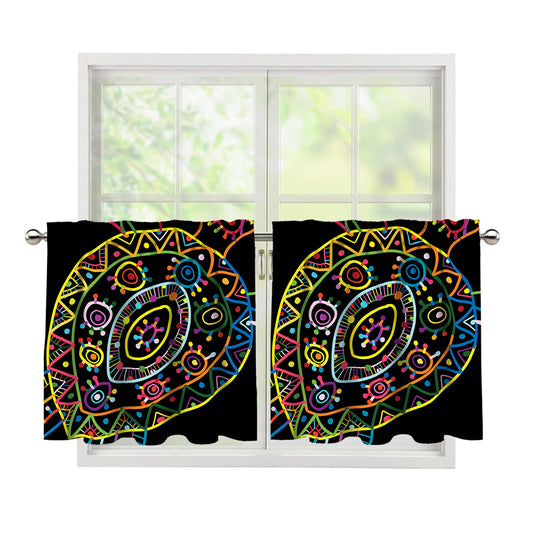 Colorful Sea Turtle Print Tier Curtains