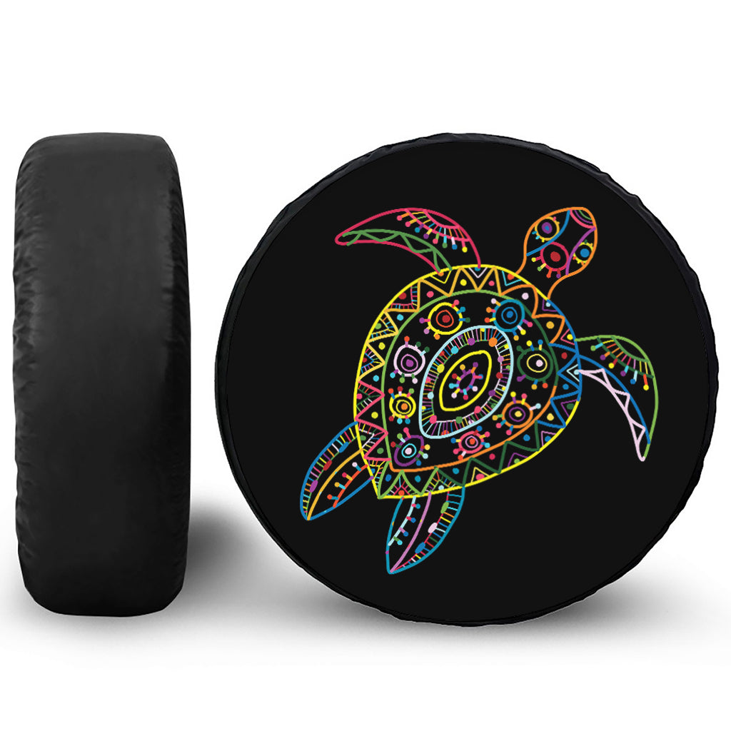 Colorful Sea Turtle Print Tire Cover