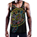 Colorful Sea Turtle Print Men's Workout Tank Top