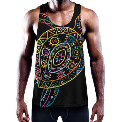 Colorful Sea Turtle Print Training Tank Top