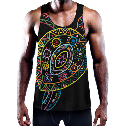 Colorful Sea Turtle Print Training Tank Top