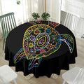 Colorful Sea Turtle Print Waterproof Round Tablecloth