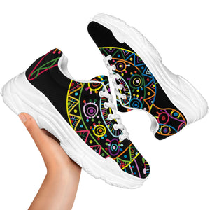 Colorful Sea Turtle Print White Chunky Shoes