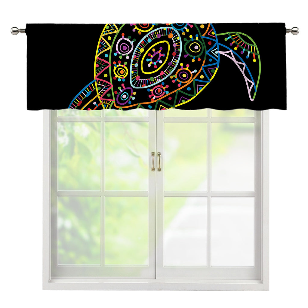 Colorful Sea Turtle Print Window Valance
