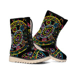 Colorful Sea Turtle Print Winter Boots