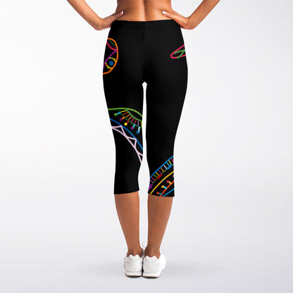 Colorful Sea Turtle Print Women's Capri Leggings