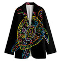 Colorful Sea Turtle Print Women's Cotton Blazer
