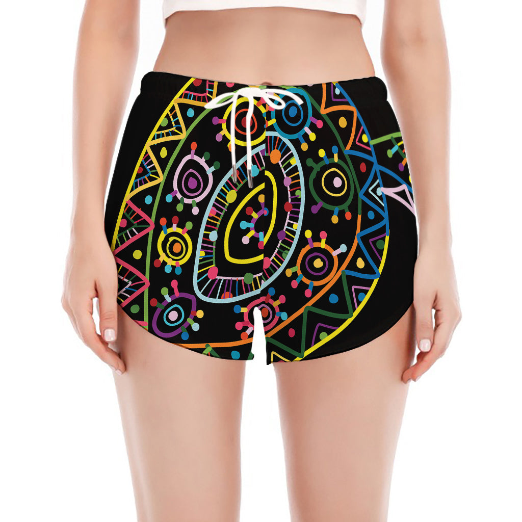 Colorful Sea Turtle Print Women's Split Running Shorts