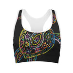 Colorful Sea Turtle Print Women's Sports Bra