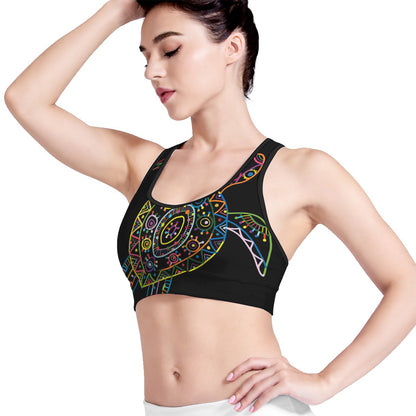 Colorful Sea Turtle Print Women's Sports Bra