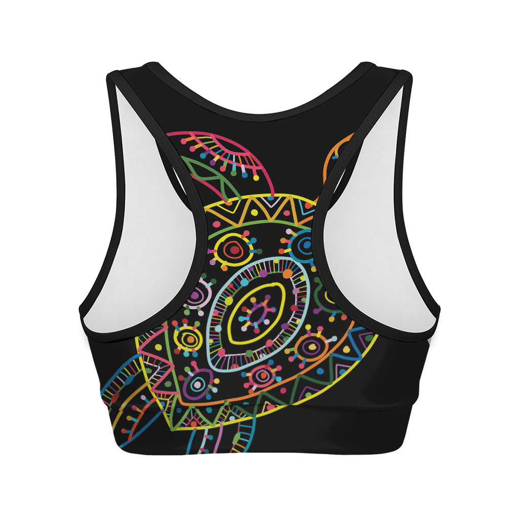 Colorful Sea Turtle Print Women's Sports Bra