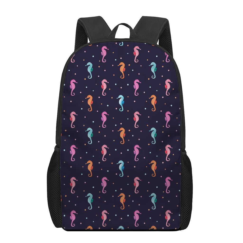 Colorful Seahorse Pattern Print 17 Inch Backpack